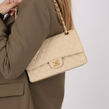 Chanel Medium Classic Double Flap Ivory Caviar BGHW
