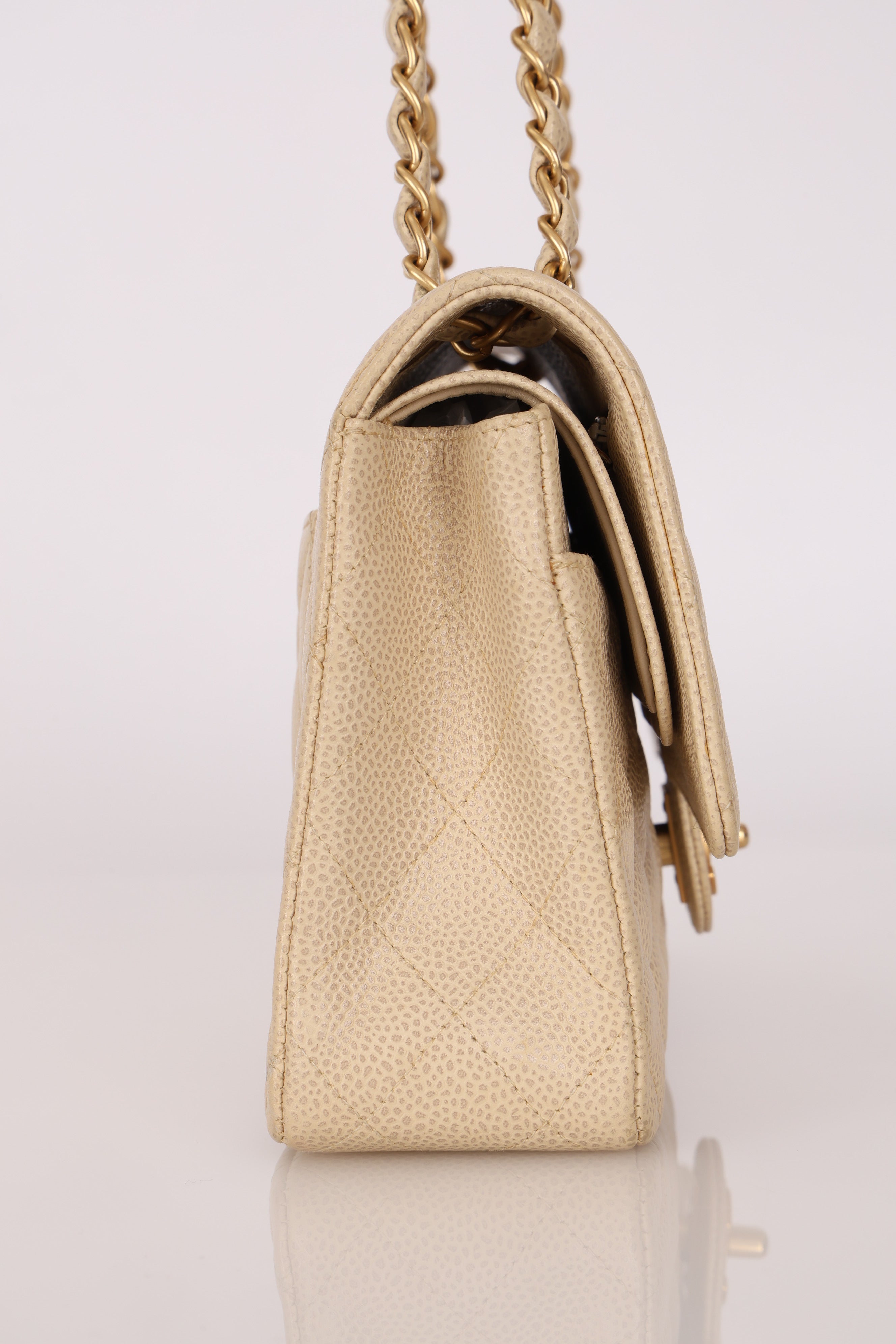 Chanel Medium Classic Double Flap Ivory Caviar BGHW
