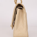 Chanel Medium Classic Double Flap Ivory Caviar BGHW