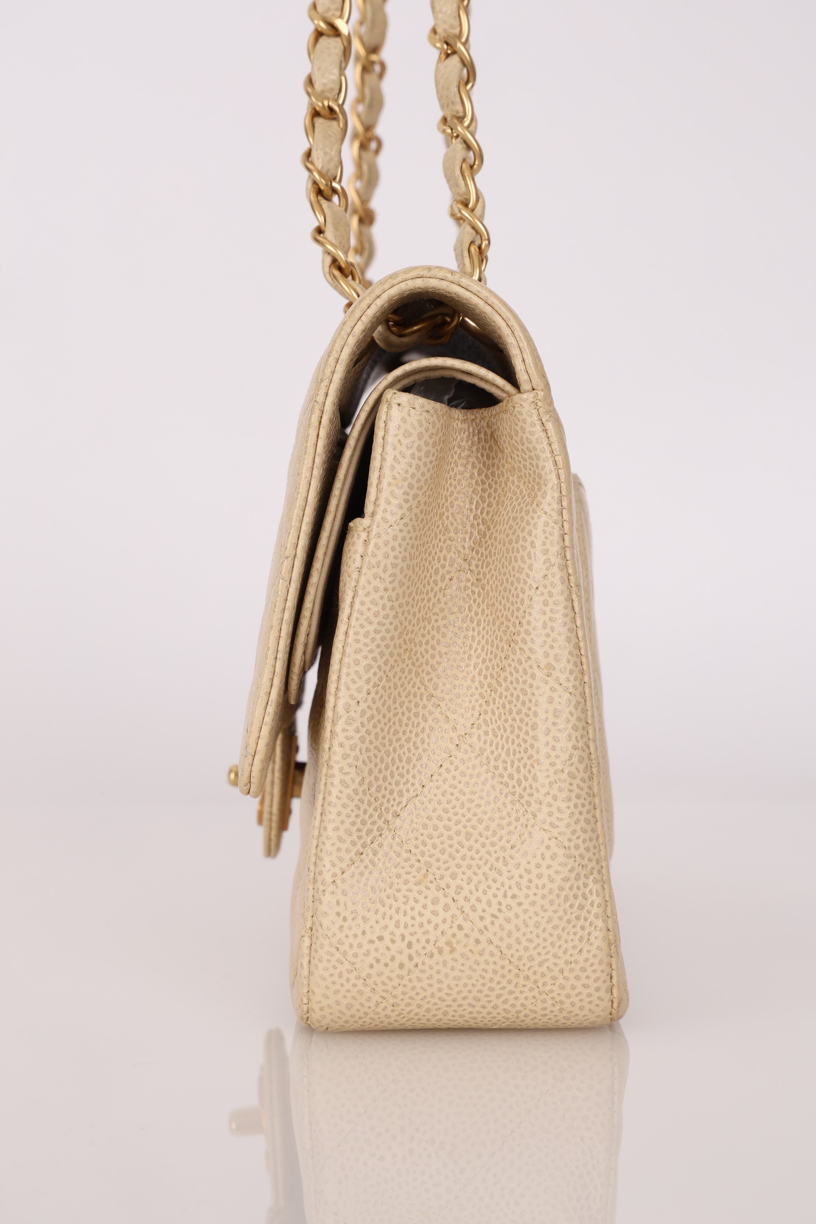 Chanel Medium Classic Double Flap Ivory Caviar BGHW