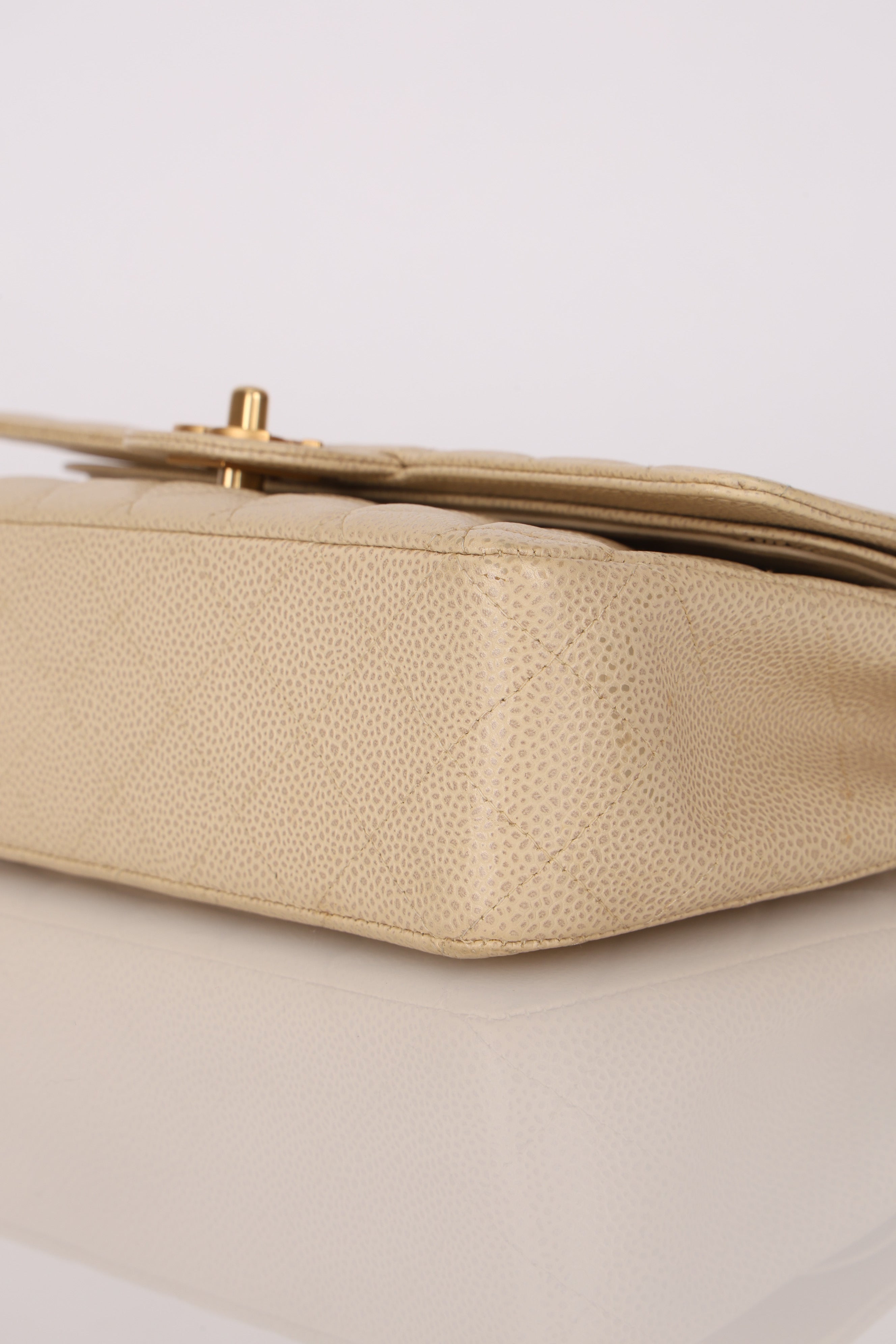 Chanel Medium Classic Double Flap Ivory Caviar BGHW