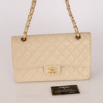 Chanel Medium Classic Double Flap Ivory Caviar BGHW