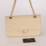 Chanel Medium Classic Double Flap Ivory Caviar BGHW