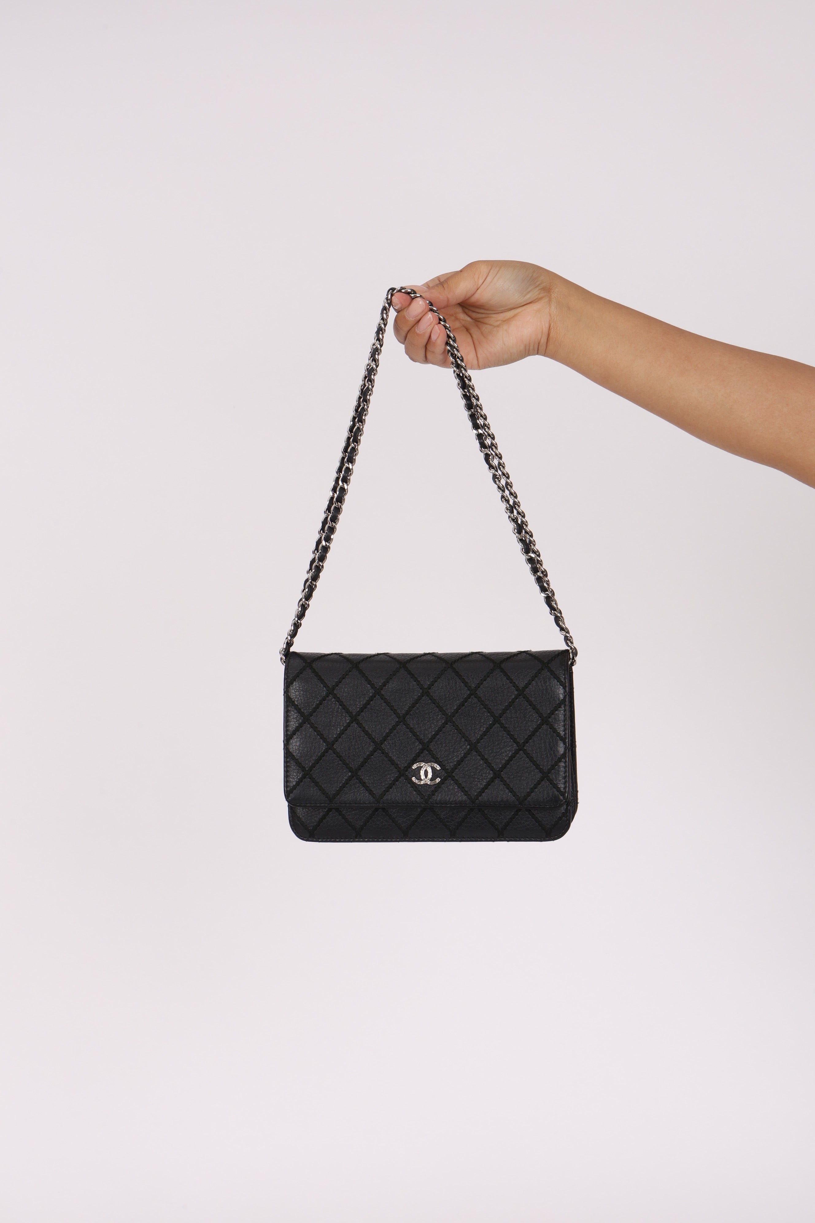 Rare Chanel Wild Stitch Wallet on Chain Black Caviar 2014 SHW (DONE)