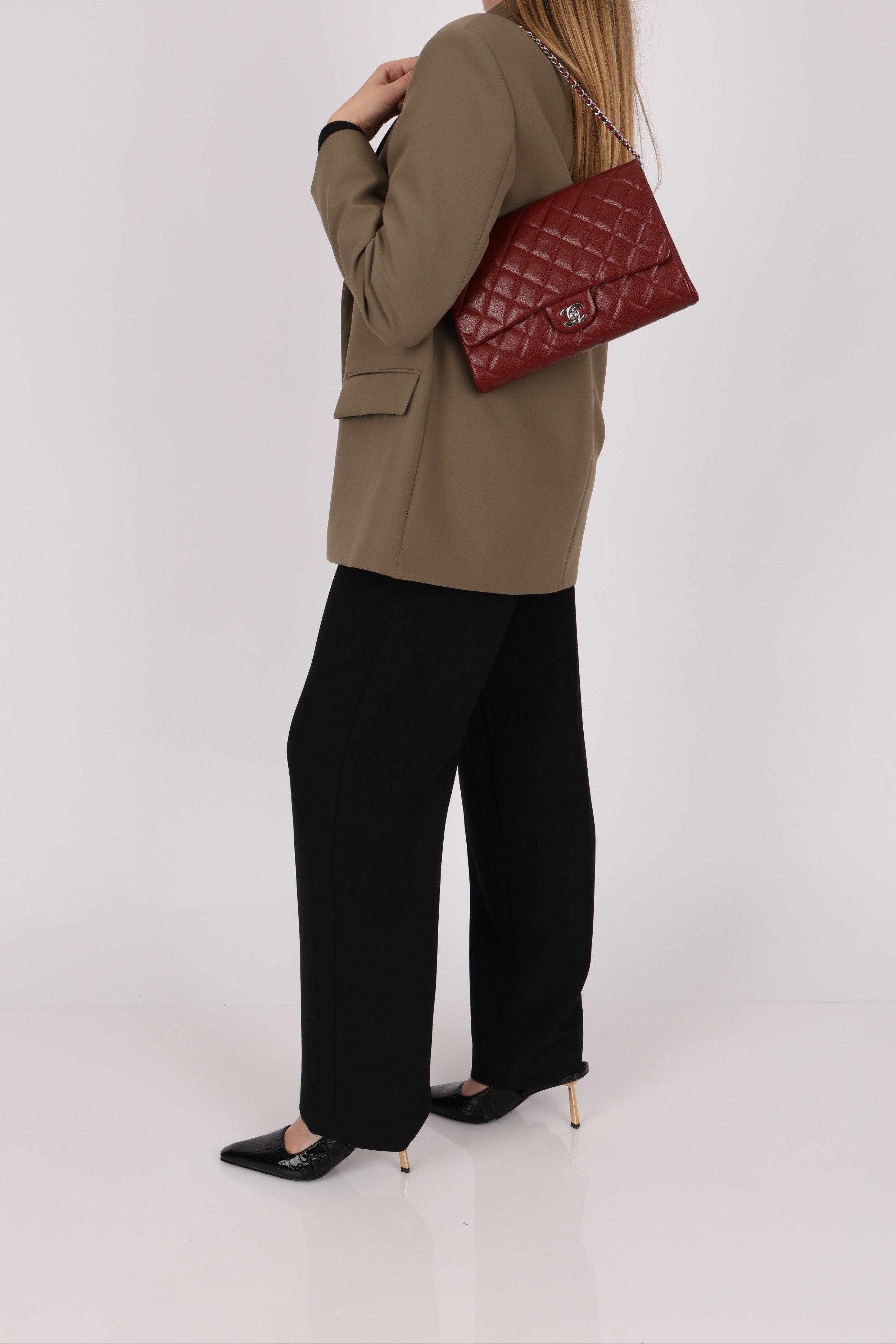 Chanel Single Flap Bordeaux Caviar SHW