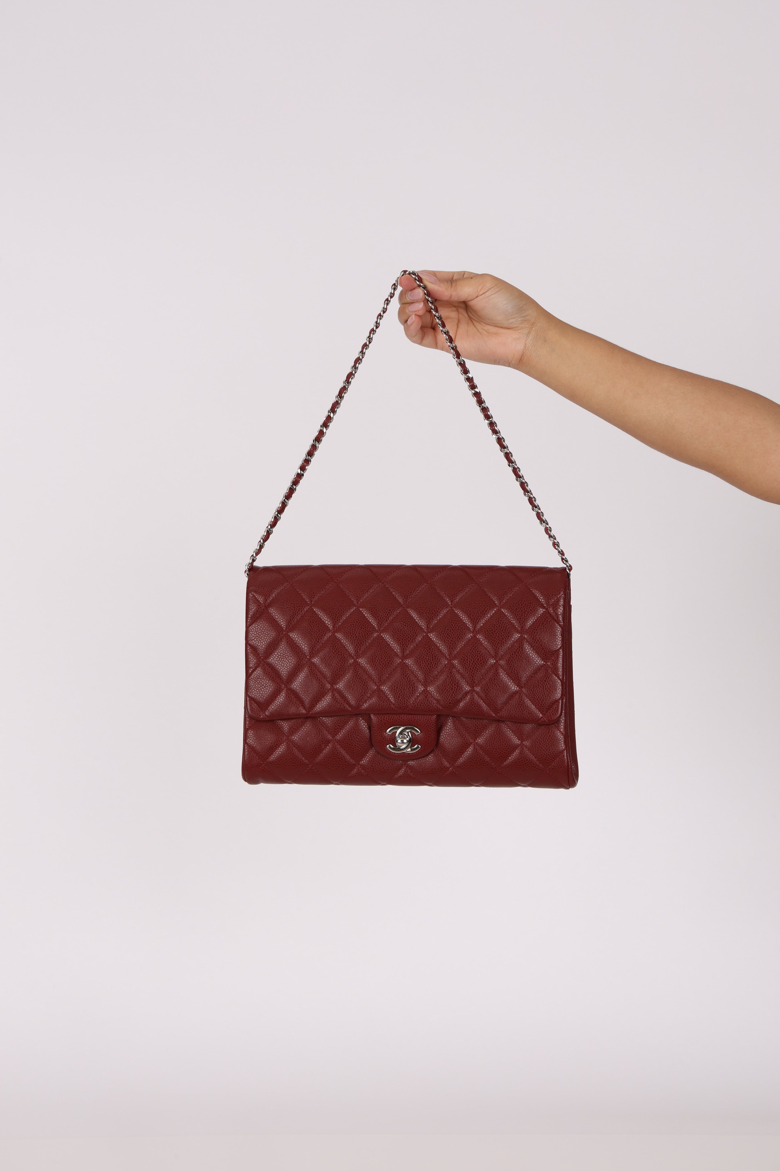 Chanel Single Flap Bordeaux Caviar SHW