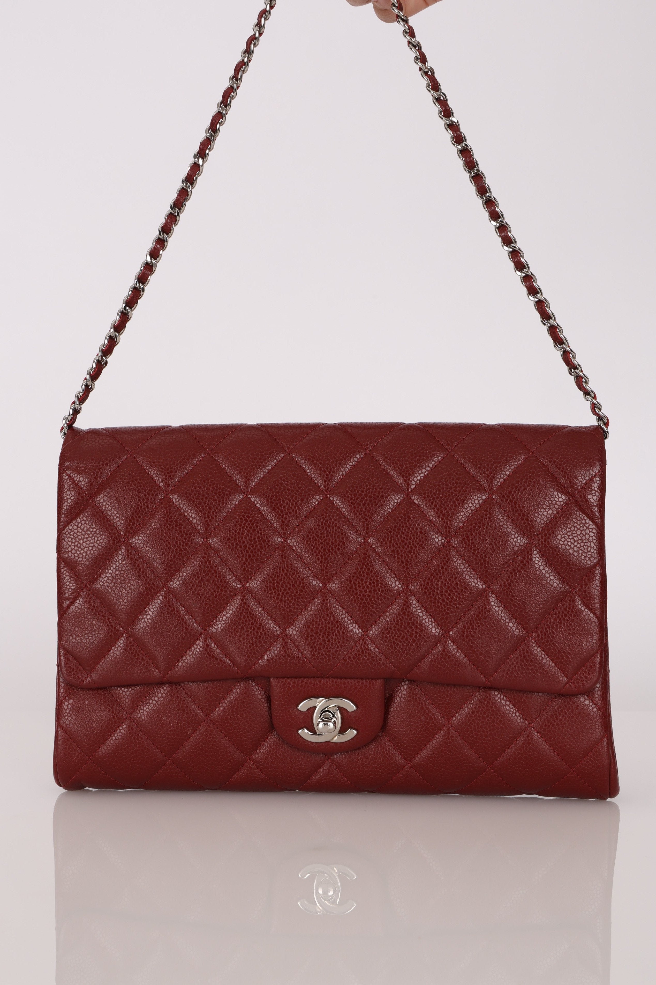 Chanel Single Flap Bordeaux Caviar SHW