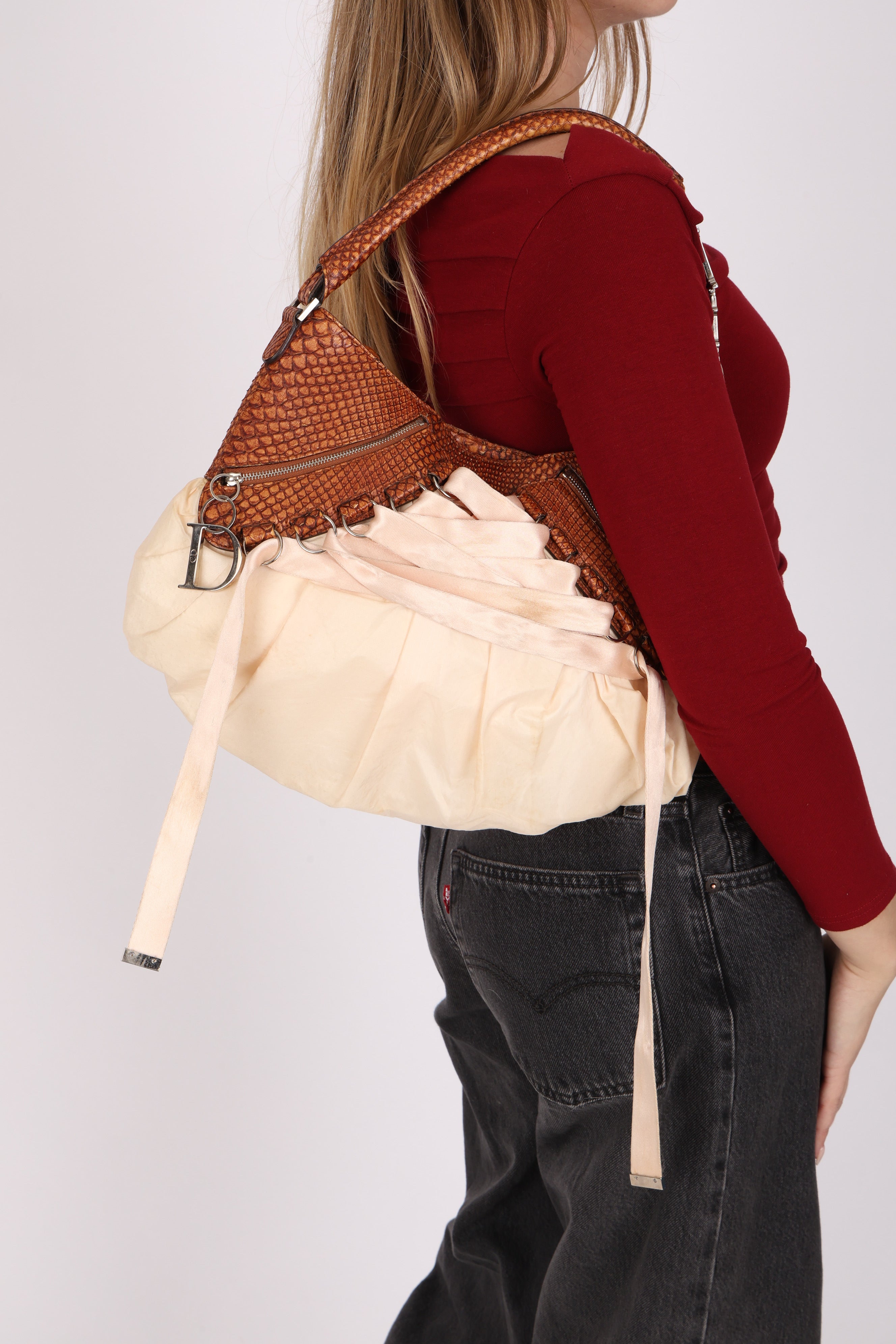 Christian Dior Ballet Corset Hobo Python and Fabric
