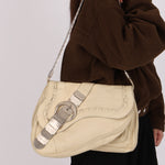 Rare Christian Dior Metal Gaucho Saddle Bag Creme Calfskin 2006