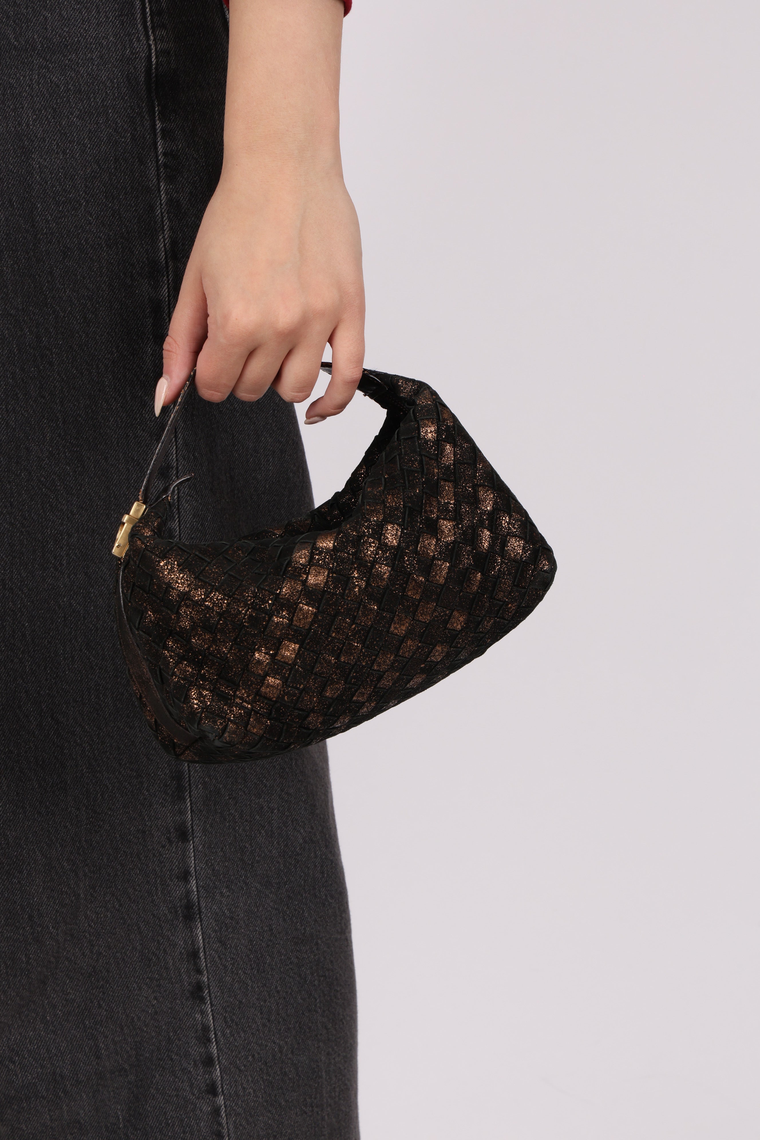 Bottega Veneta Mini Intrecciato Pouch Metallic