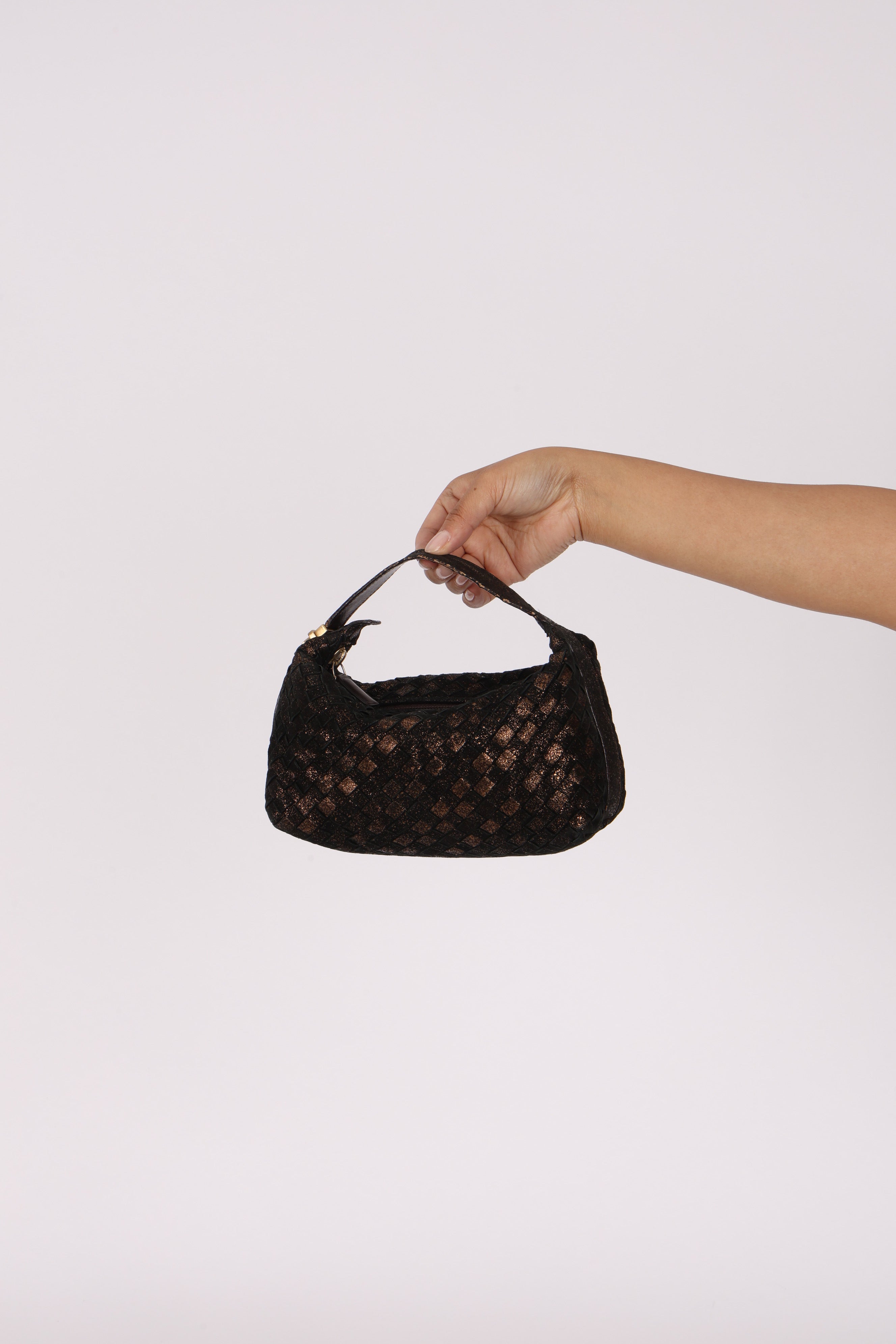 Bottega Veneta Mini Intrecciato Pouch Metallic