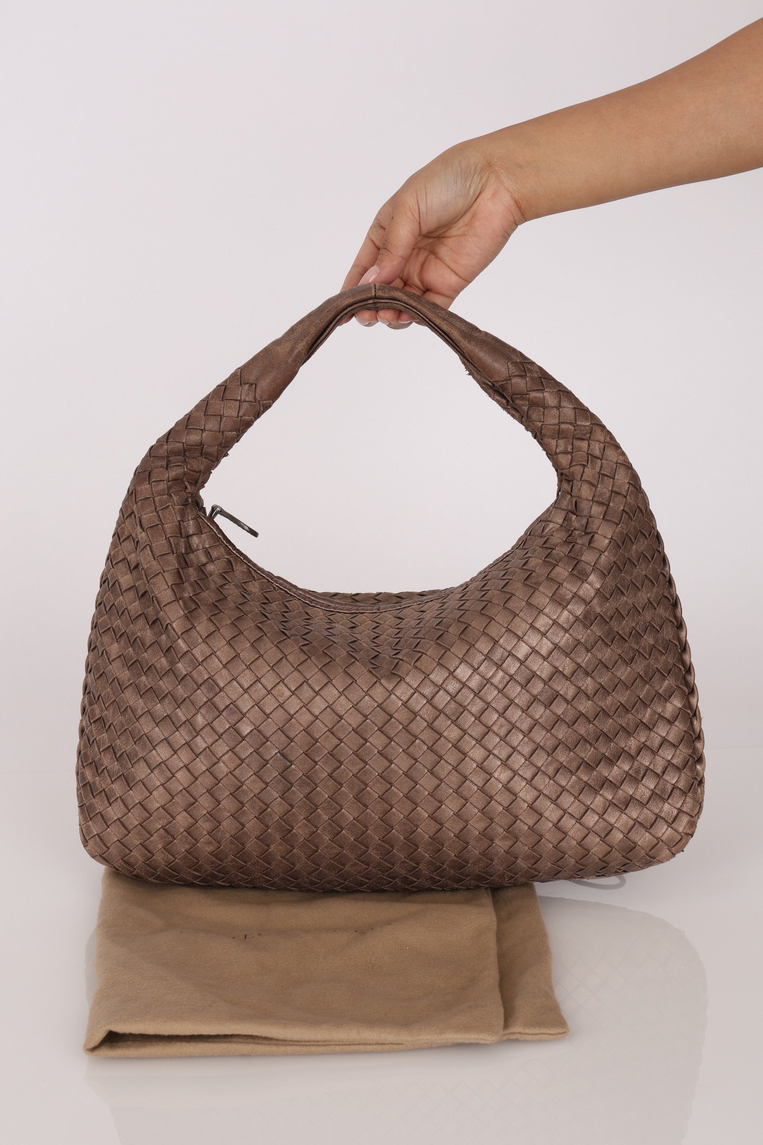 Bottega Veneta Small Intrecciato Hobo Metallic Bronze