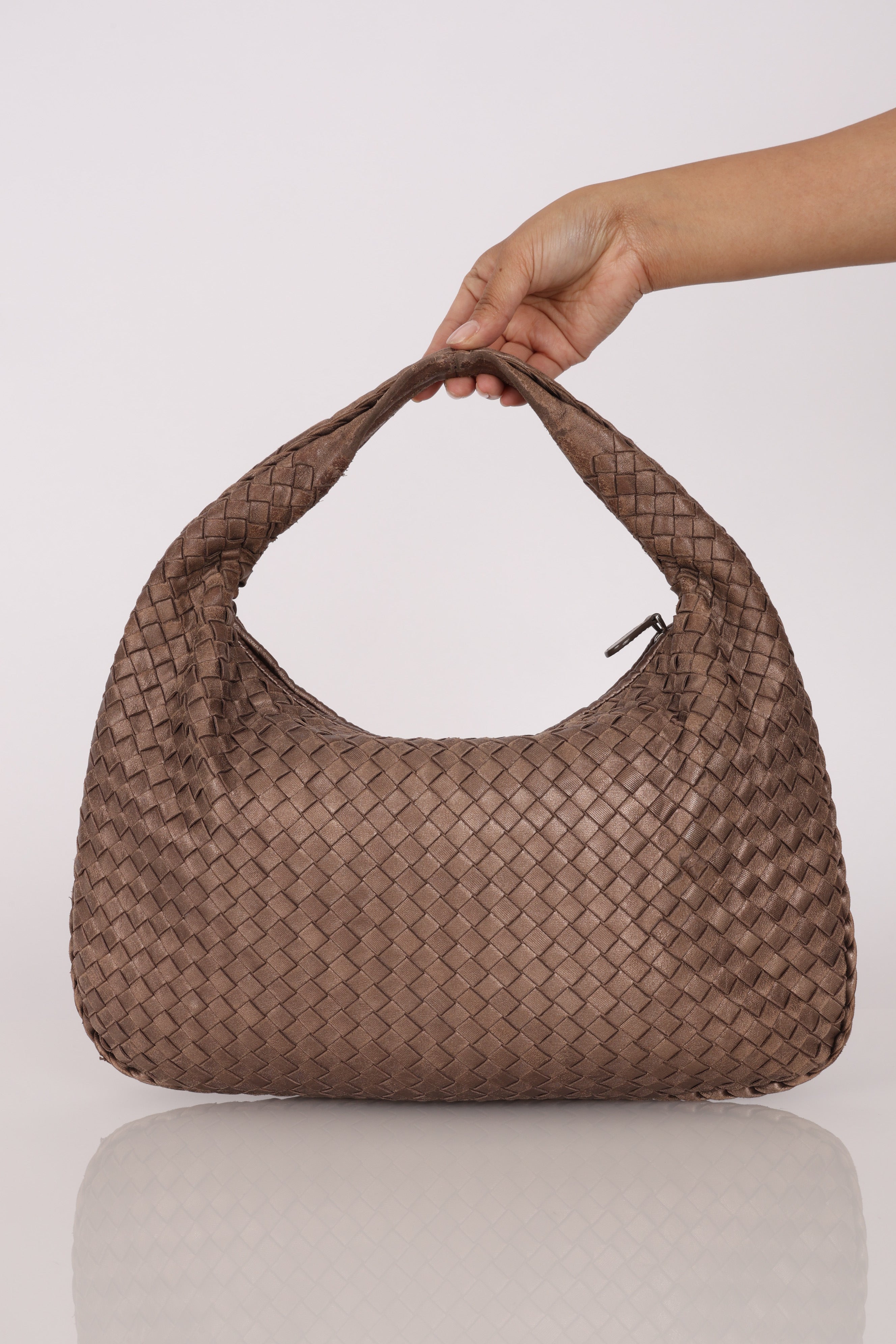 Bottega Veneta Small Intrecciato Hobo Metallic Bronze