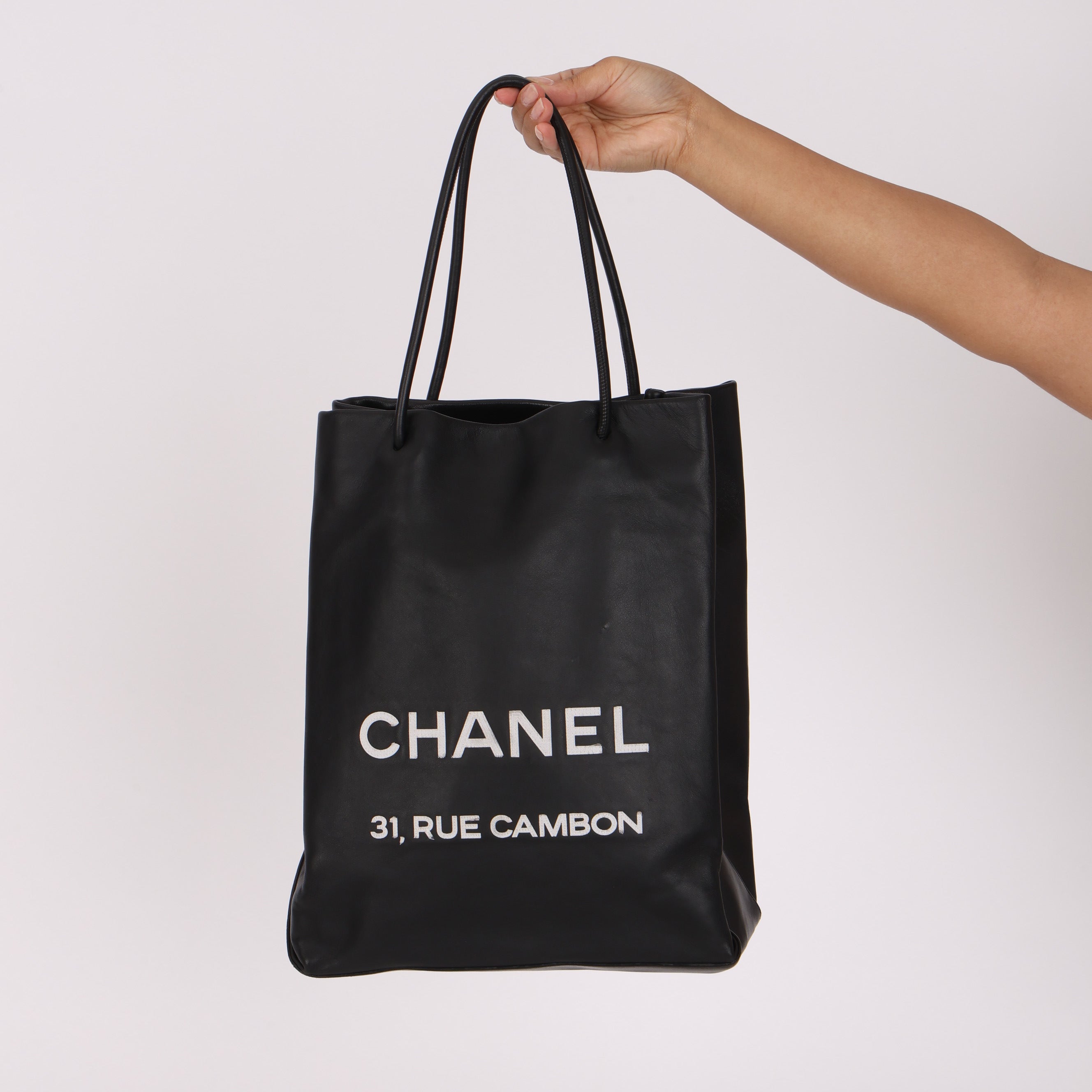 Chanel Large Shopping Tote Black Lambskin SHW