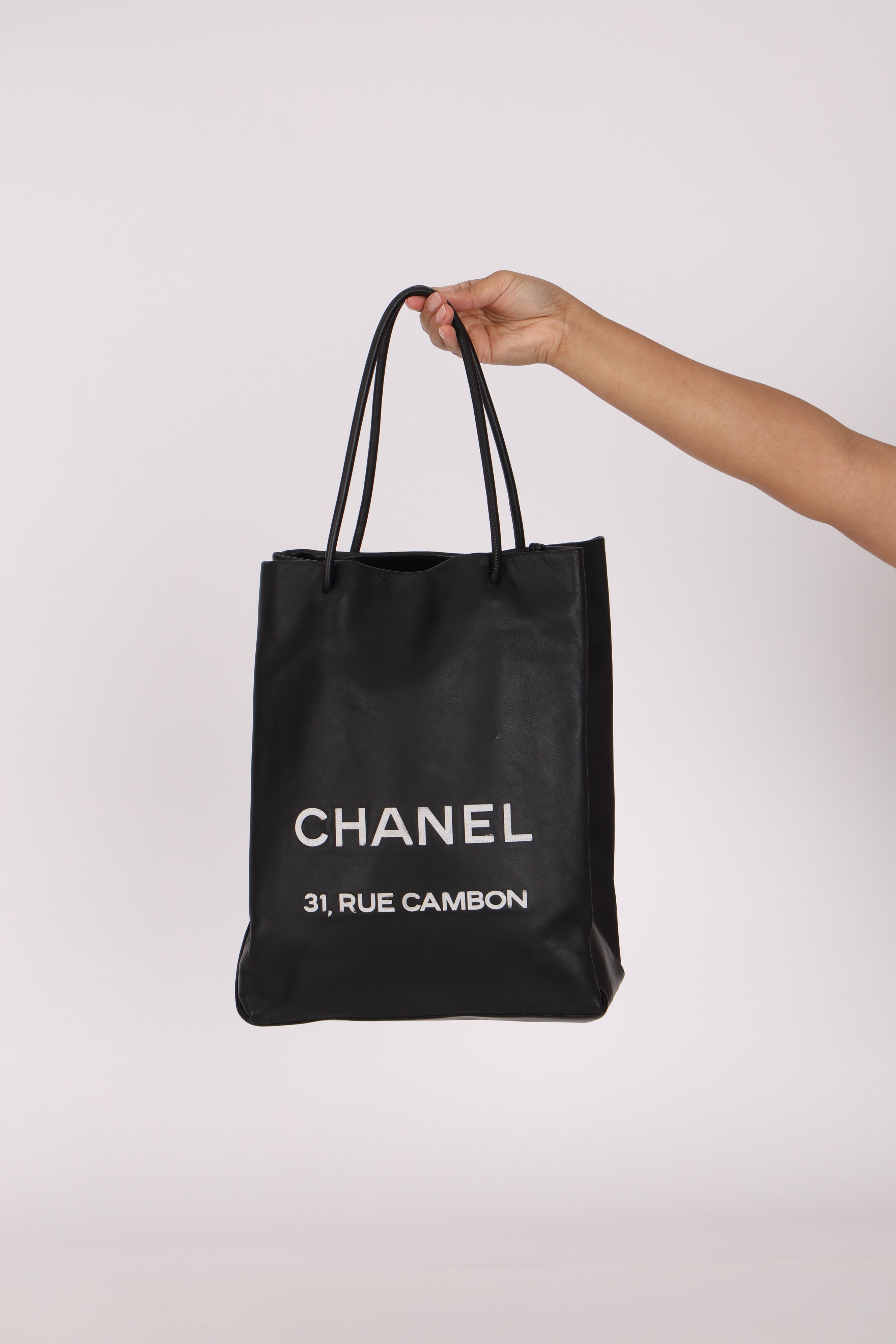 Chanel Large Shopping Tote Black Lambskin SHW