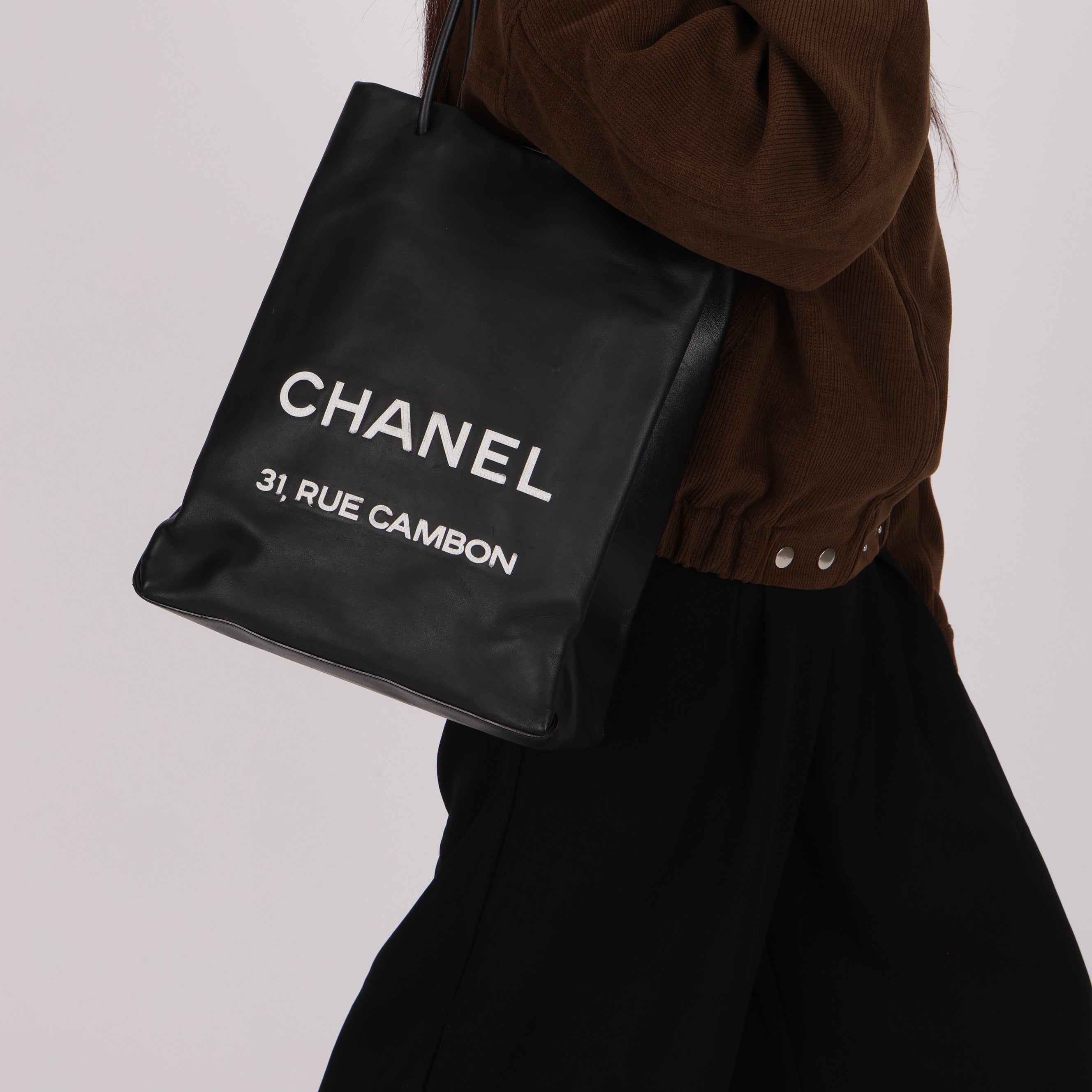 Chanel Large North/South Shopping Tote Black Lambskin 2008 SHW