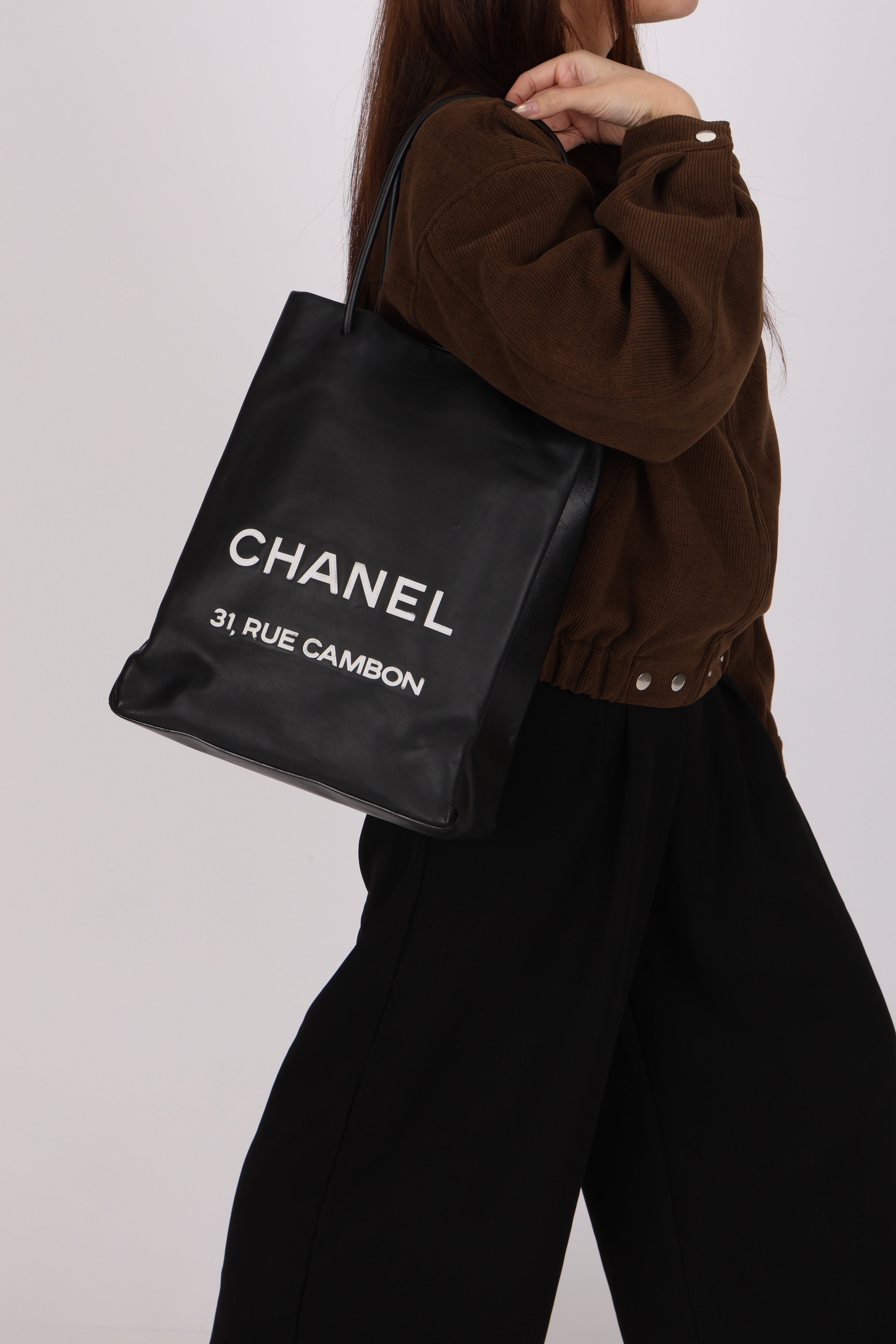 Chanel Large North/South Shopping Tote Black Lambskin 2008 SHW