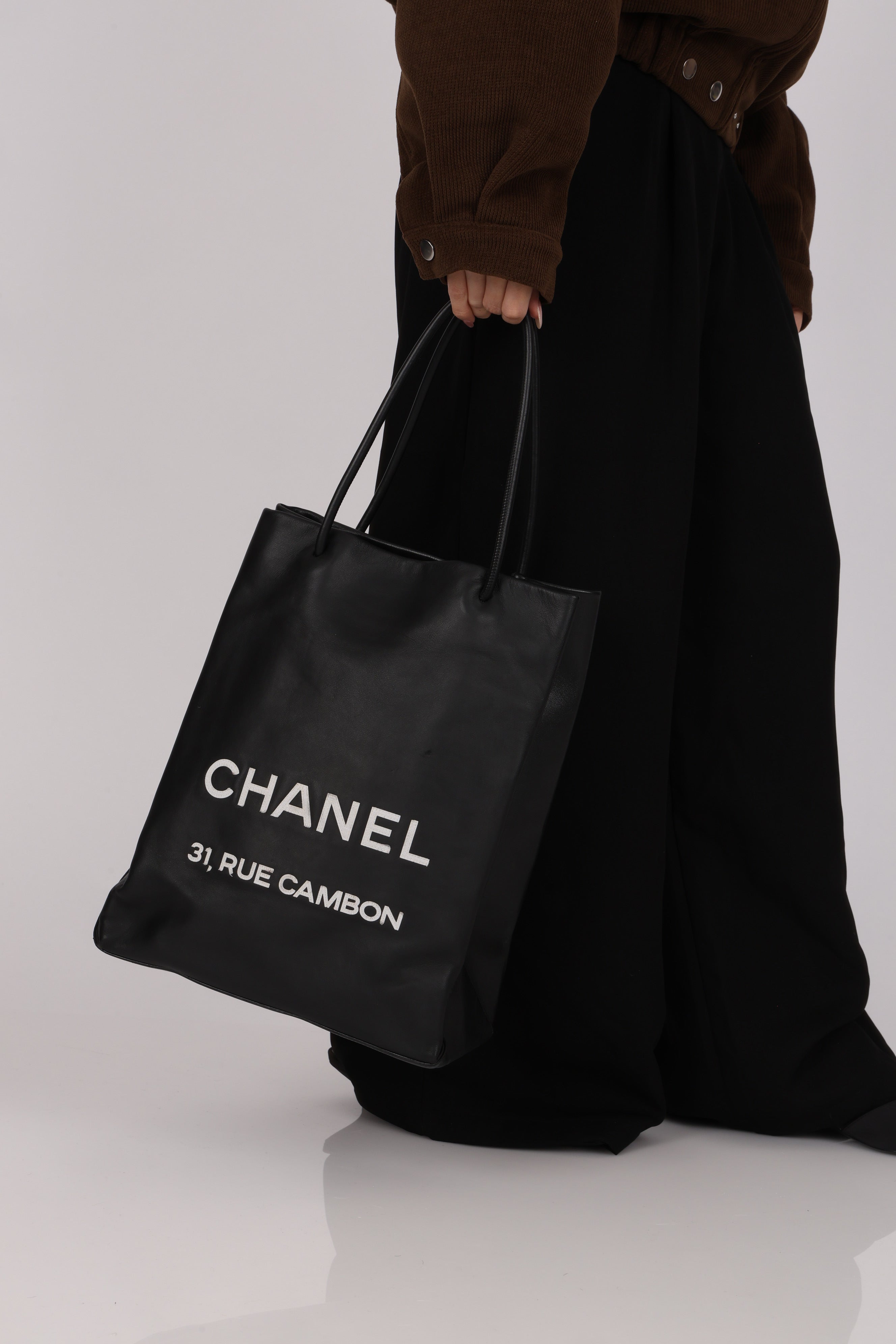Chanel Large North/South Shopping Tote Black Lambskin 2008 SHW