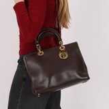Dior Large Lady Brown Calfskin