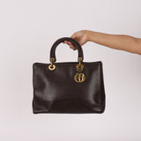 Dior Large Lady Brown Calfskin