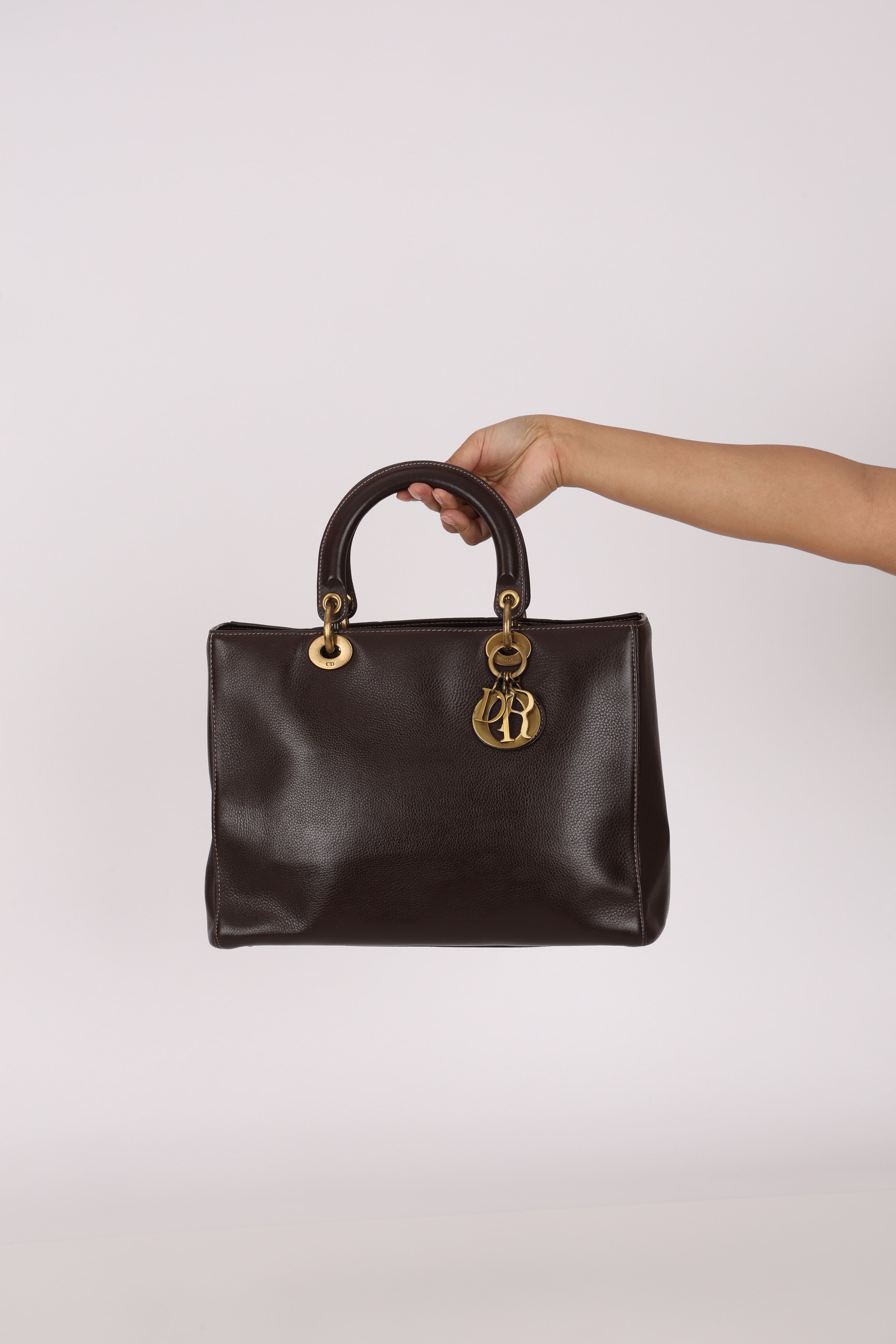 Dior Large Lady Brown Calfskin