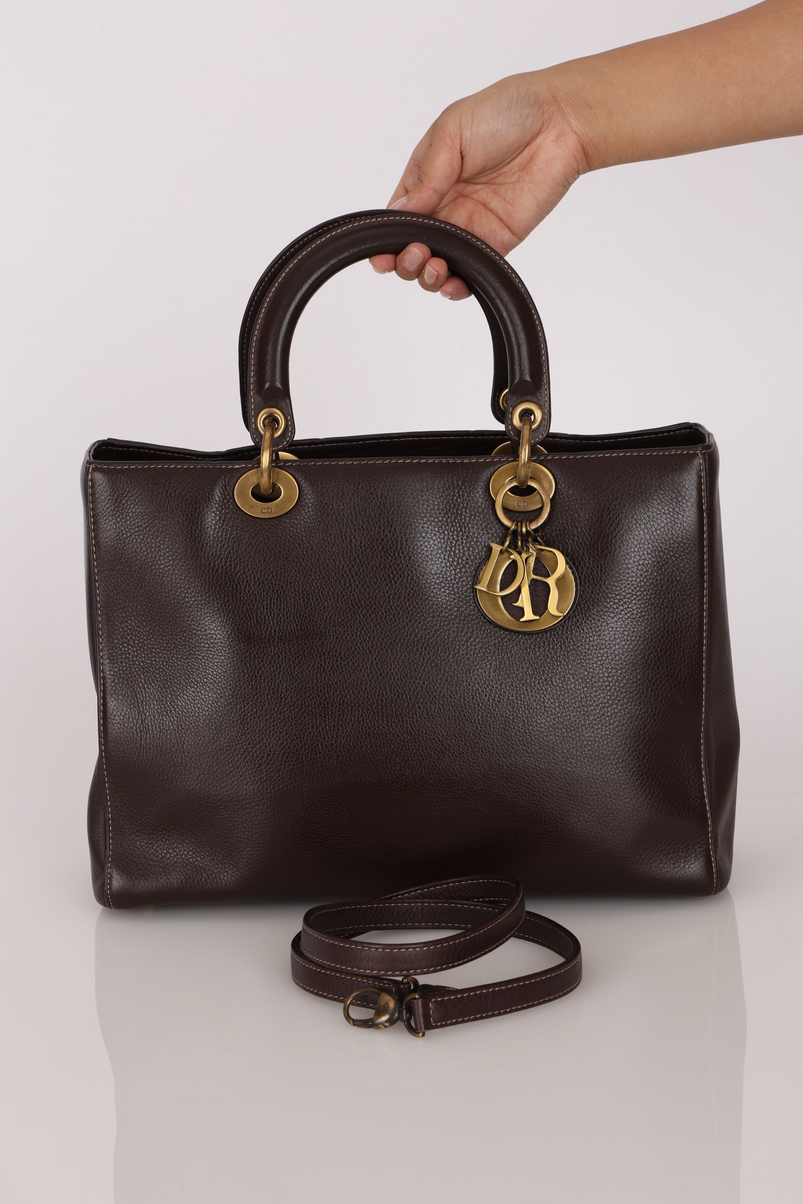 Dior Large Lady Brown Calfskin