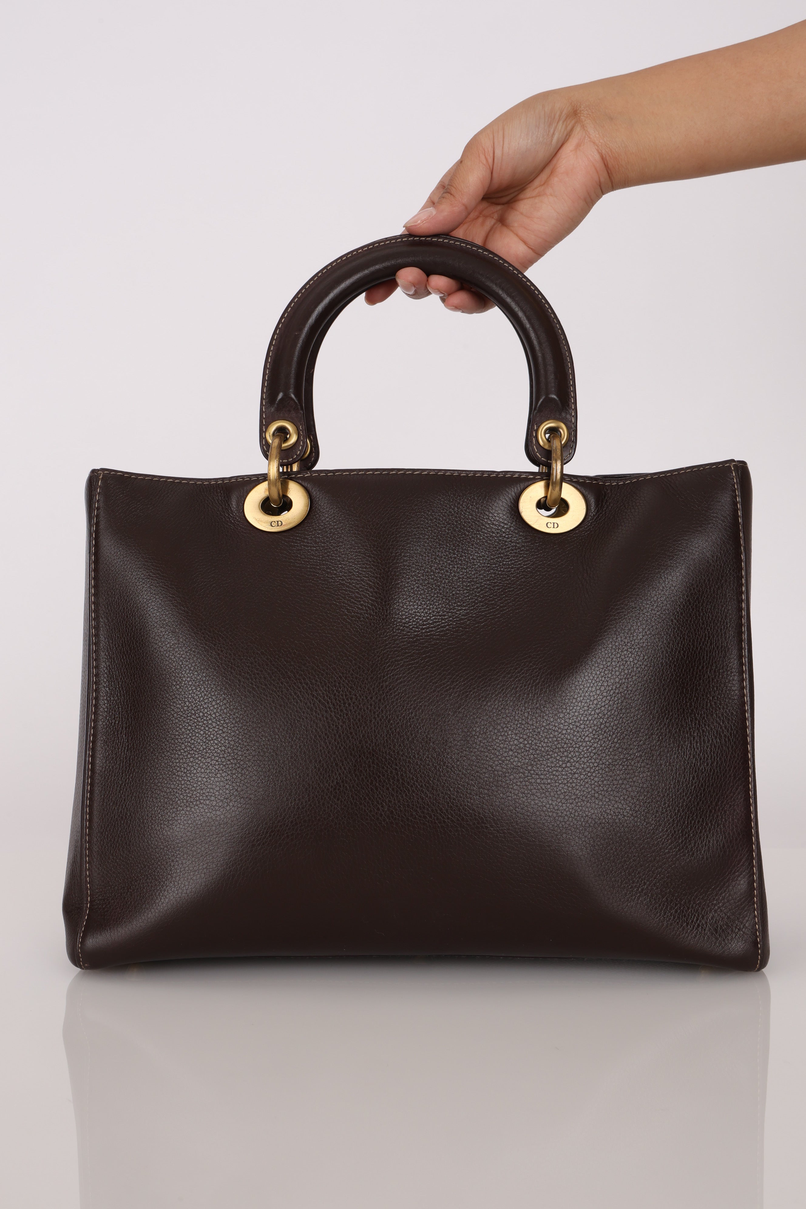 Dior Large Lady Brown Calfskin