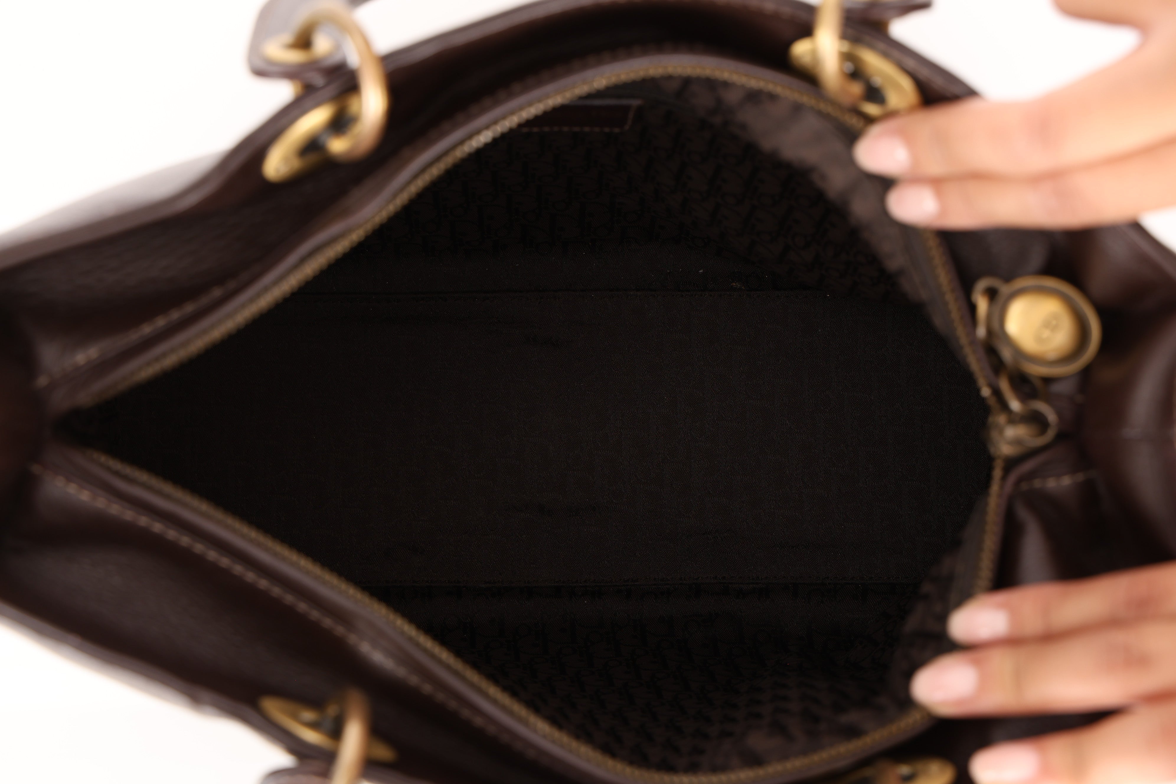 Dior Large Lady Brown Calfskin