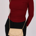 Chanel Half Moon Wallet on Chain Beige Caviar GHW