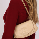 Chanel Half Moon Wallet on Chain Beige Caviar GHW
