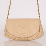 Chanel Half Moon Wallet on Chain Beige Caviar GHW