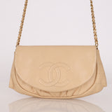 Chanel Half Moon Wallet on Chain Beige Caviar GHW