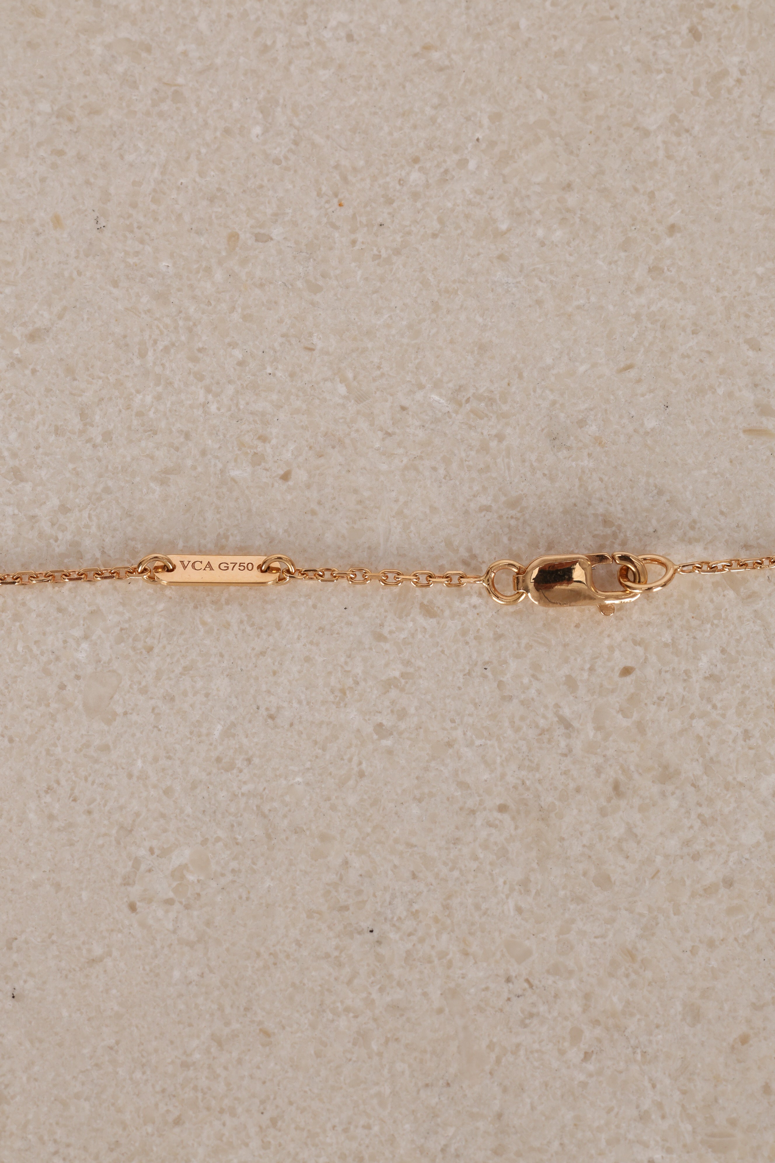 Van Cleef & Arpels 18K Yellow Gold Hammered Alhambra Pendant Necklace