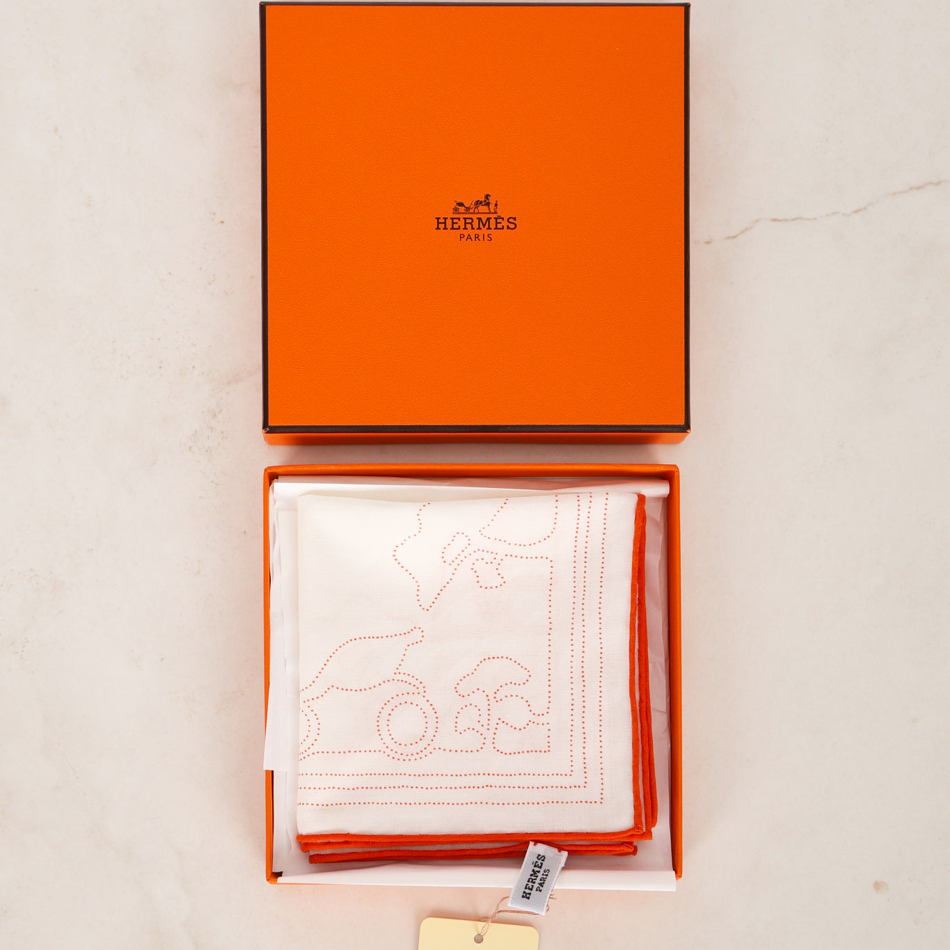 Hermès 'Duc Attelé' Cotton Handkerchief