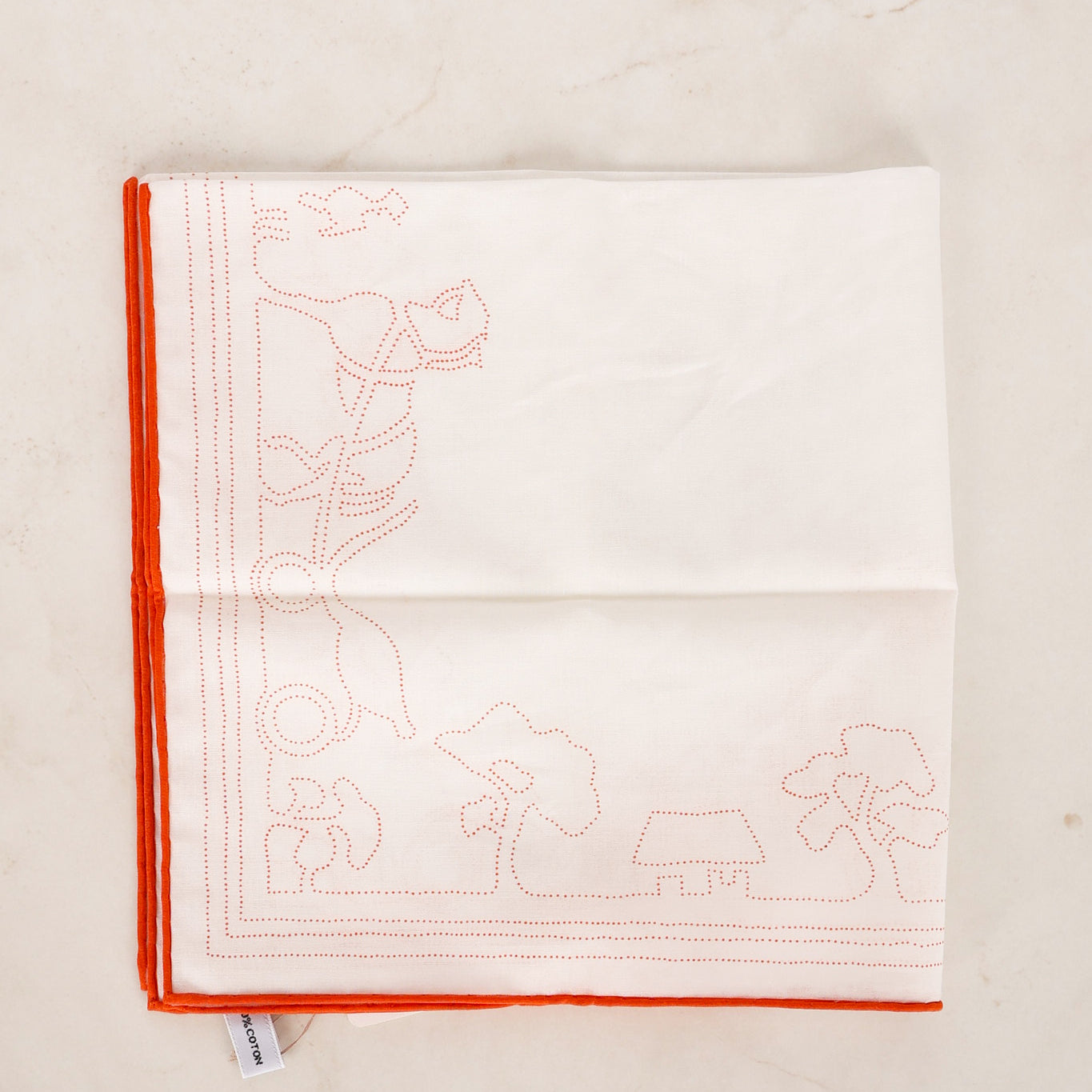 Hermès 'Duc Attelé' Cotton Handkerchief