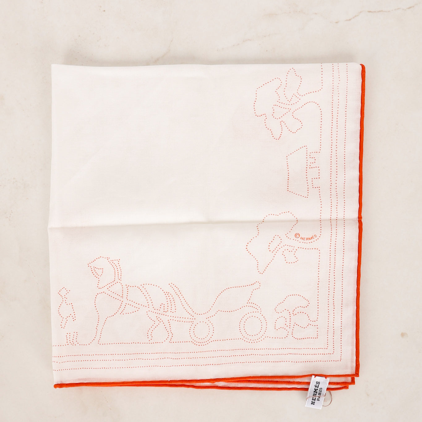 Hermès 'Duc Attelé' Cotton Handkerchief