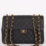 Chanel Jumbo Classic Single Flap Black Caviar 2002 24K GP