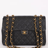 Chanel Jumbo Classic Single Flap Black Caviar 2002 24K GP