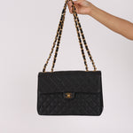 Chanel Jumbo Classic Single Flap Black Caviar 24K GP