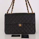 Chanel Jumbo Classic Single Flap Black Caviar 24K GP