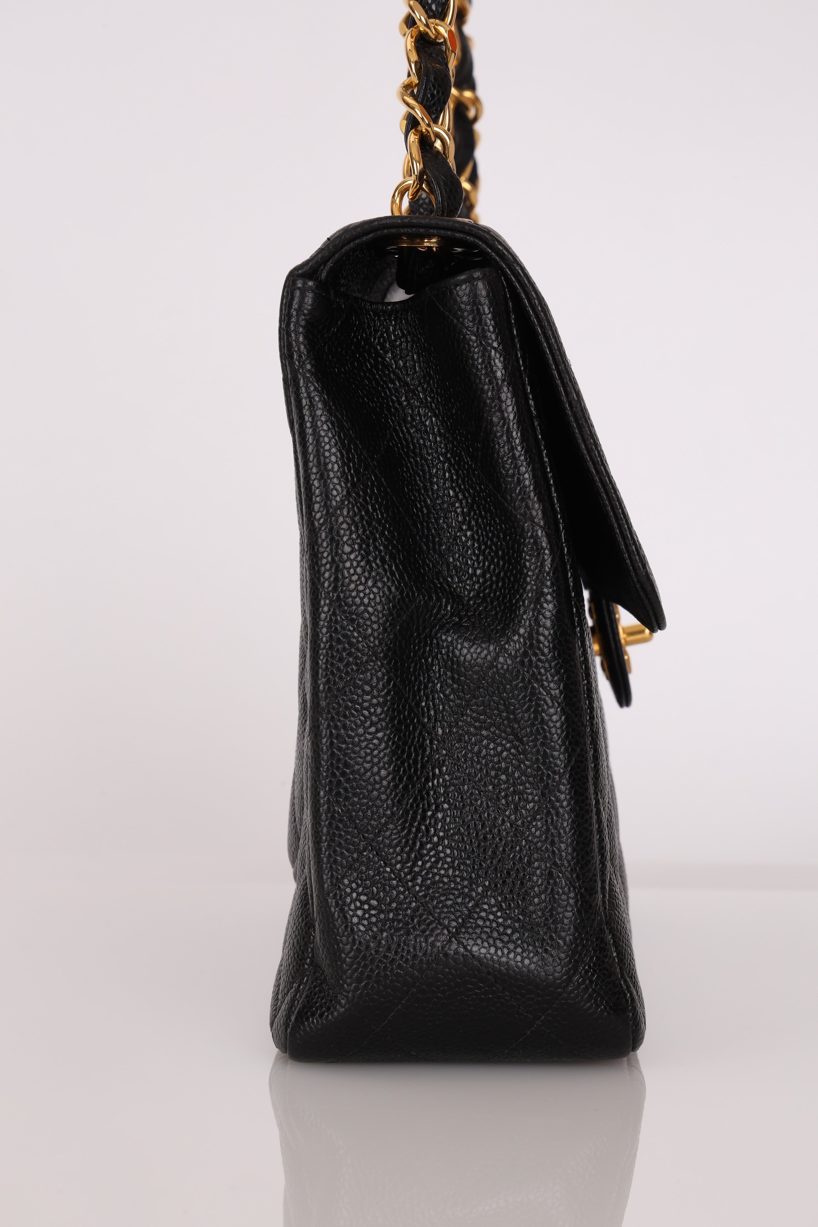 Chanel Jumbo Classic Single Flap Black Caviar 24K GP