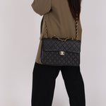 Chanel Jumbo Classic Single Flap Black Caviar 24K GP