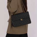 Chanel Jumbo Classic Single Flap Black Caviar 24K GP