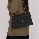 Chanel Jumbo Classic Single Flap Black Caviar 24K GP