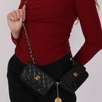 Chanel Twin Single Flap Black Lambskin 24K GP