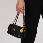 Chanel Twin Single Flap Black Lambskin 24K GP