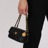 Chanel Twin Single Flap Black Lambskin 24K GP