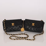 Chanel Twin Single Flap Black Lambskin 24K GP
