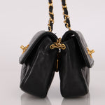 Chanel Twin Single Flap Black Lambskin 24K GP