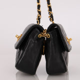 Chanel Twin Single Flap Black Lambskin 24K GP